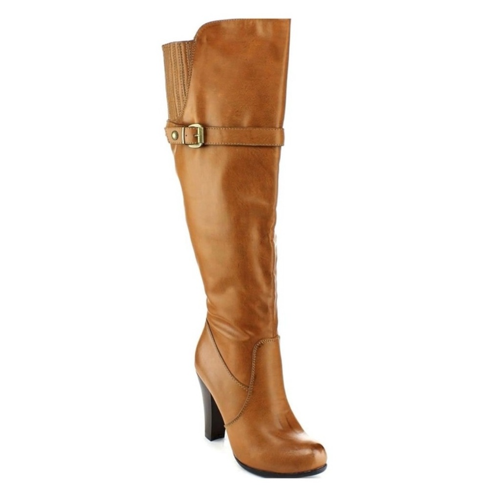 Cognac Camel Knee High Wider Boots